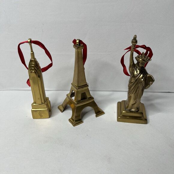 3 Restoration Hardware Christmas Ornaments Skyscraper Tower Liberty Statue - Picture 1 of 9